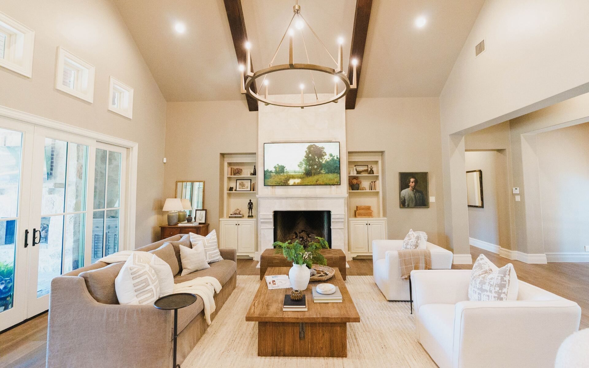 Freshly painted interior living room with bright walls and clean trim work