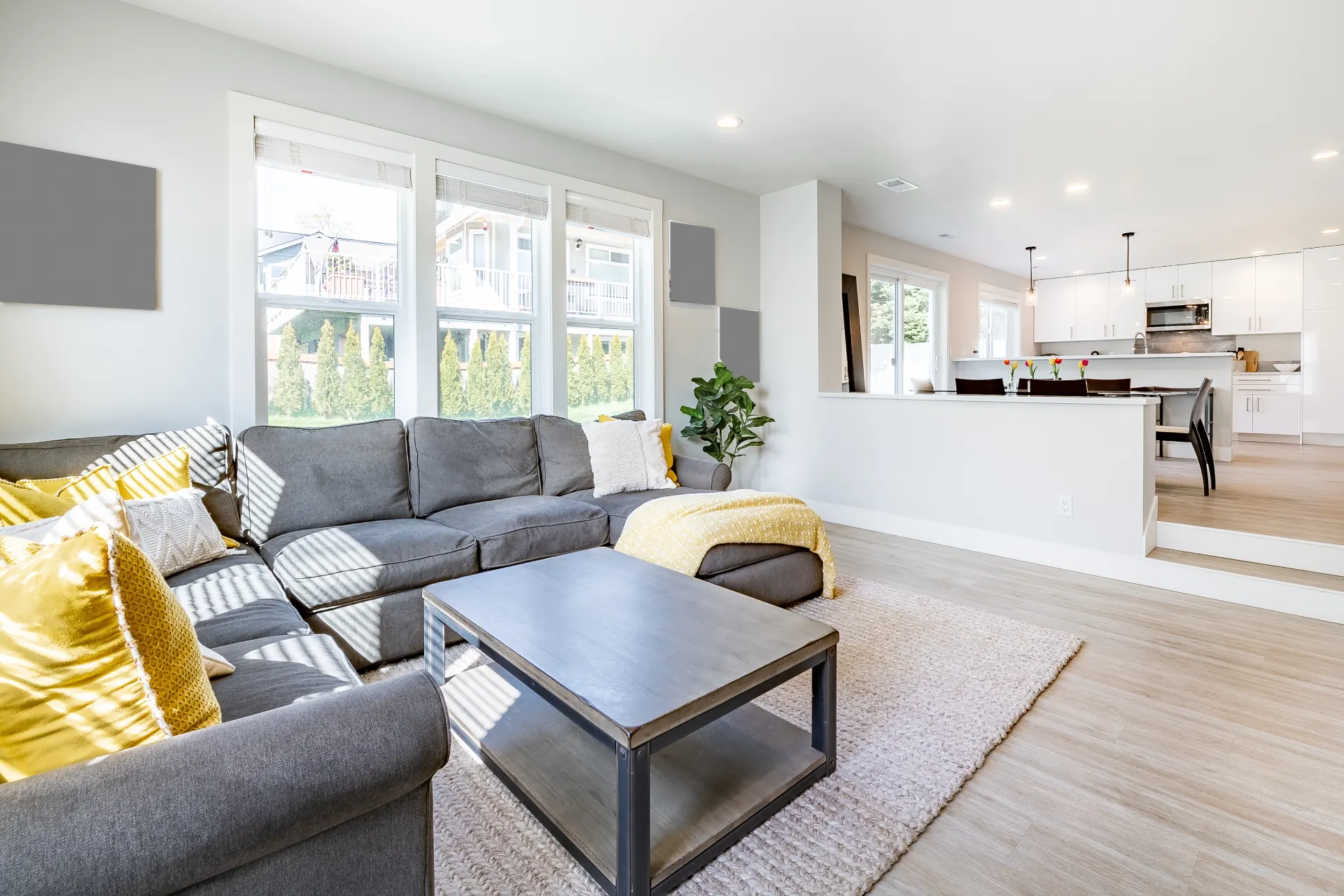 Living room before painting — neutral tones